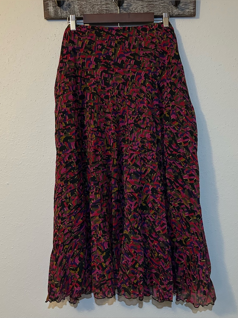 Ruby Rd. Woman Abstract Multicolor Tiered Maxi Skirt Size 18W